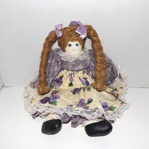 1994 Handmade Folk Art 14” Cloth Rag Doll Artist Tagged & Signed